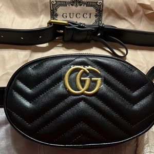 GG Inspired Black Belt Bag